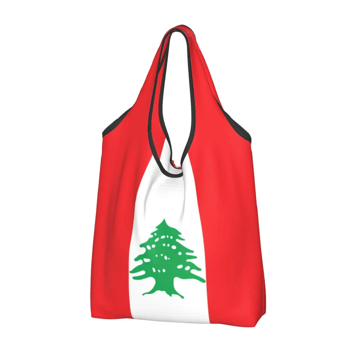 Recycling Flag Of Lebanon Shopping Bag Women Tote Bag Portable Grocery Shopper Bags