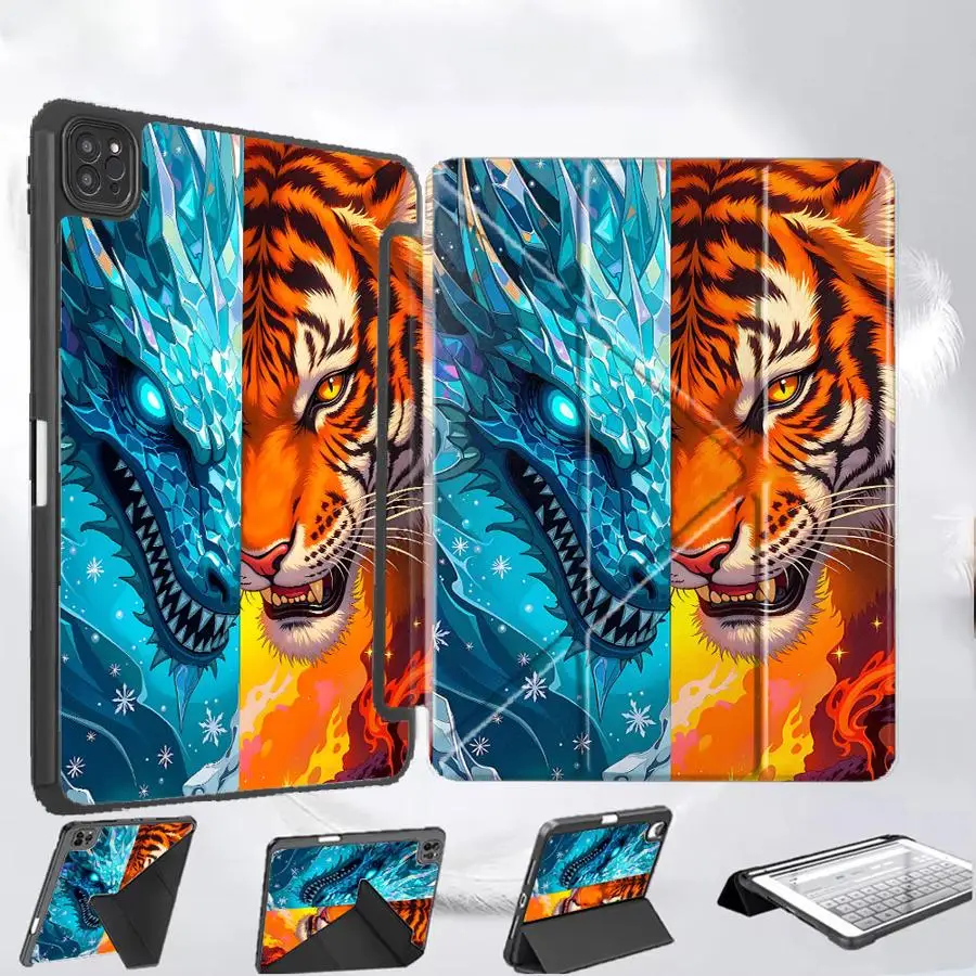 

Tablet Case For iPad Pro 2025 Pro 11th 10th 9th 8th 7th 12.9inch Mini 6 7 Air 4 5 M3 M2 M4 11inch Holder Cover Lce Dragon And