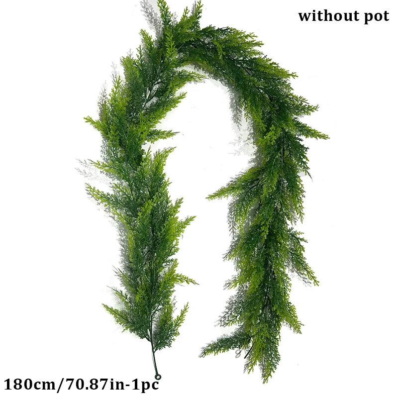 180 cm künstlicher Kiefernbaum, hängende Pflanzen, gefälschte Weihnachtsranken, Kunststoff-Wandpflanze, Rattan für Zuhause, Weihnachten, Hochzeit, Dekoration – Detail 3