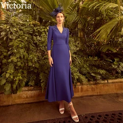 VICTORIA Exquisite Dark Navy Mother of the Bride Dresses Sheath V-Neck Beading Wedding Guest Party Dress 2024 New Evening Gowns