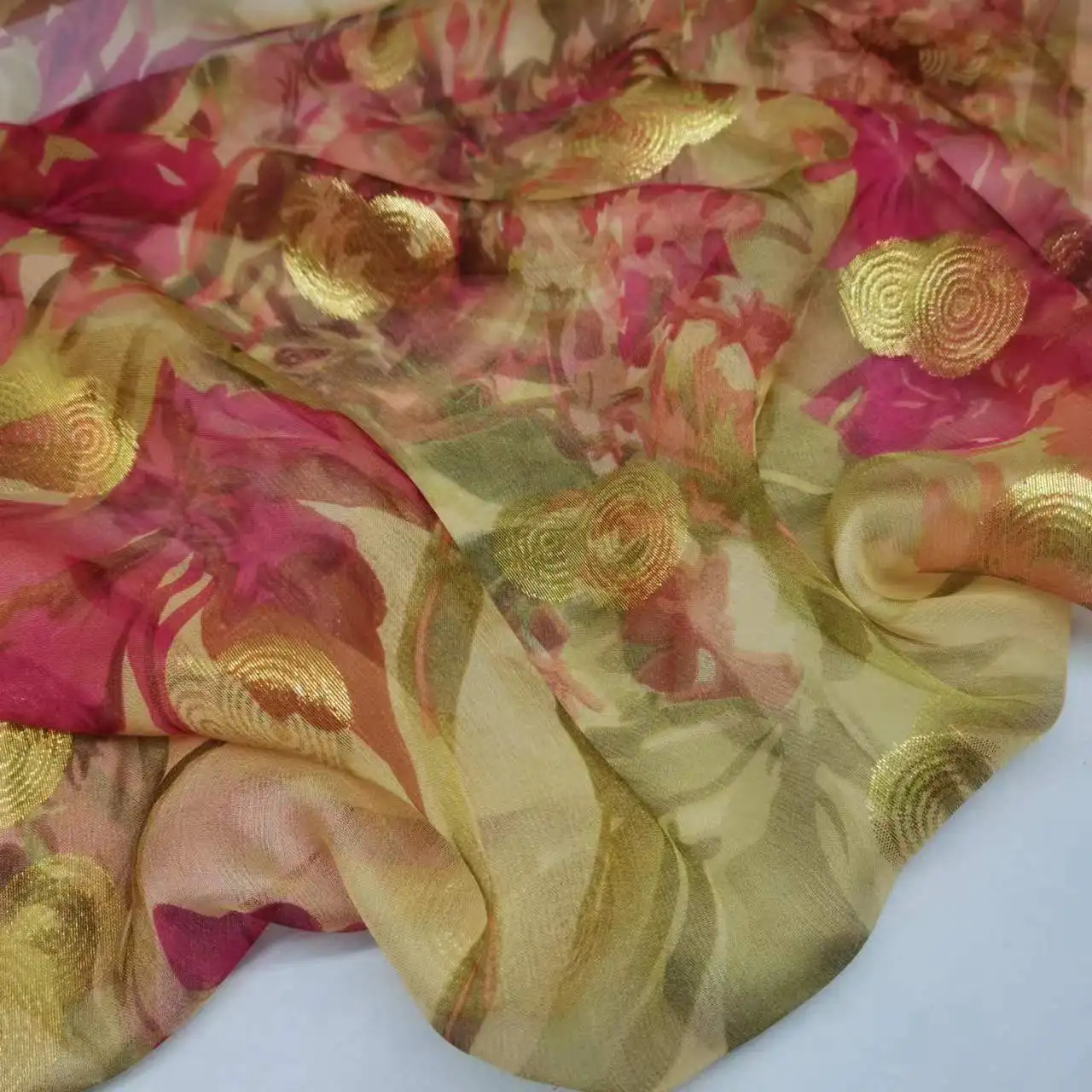 On Sale Saree Sudan Toub Silk Metallic Shiny Voile Fabric 5 Yards