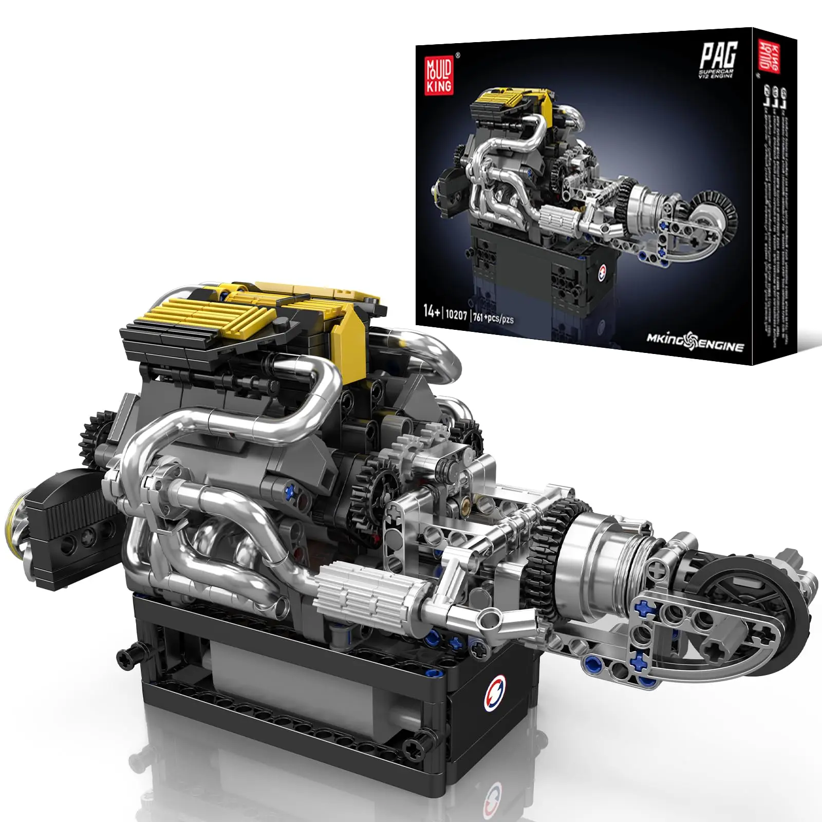 

Конструктор Mould King 10207: Рабочая модель двигателя V8, 761 деталь, STEM-набор с мотором для взрослых и подростков, идея для подарка