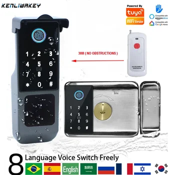 Tuya Wifi inteligentny zamek zewnętrzny wodoodporny odcisk palca biometryczny zamek cyfrowy TTLock karta aplikacji Keyless elektroniczny inteligentny zamek do drzwi