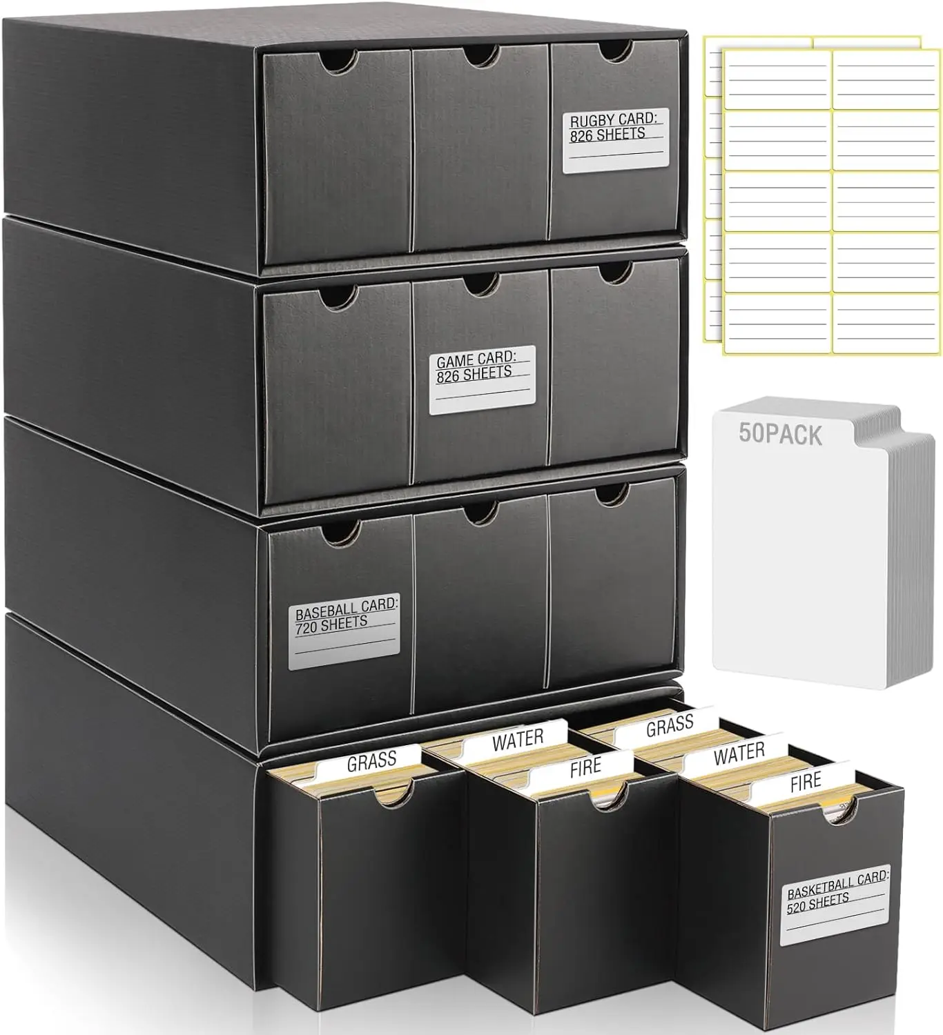 Card Storage Boxes with 50 Storage Box Dividers,Baselall Footall Sport Storage Collection Compatible with TCG MTG Card