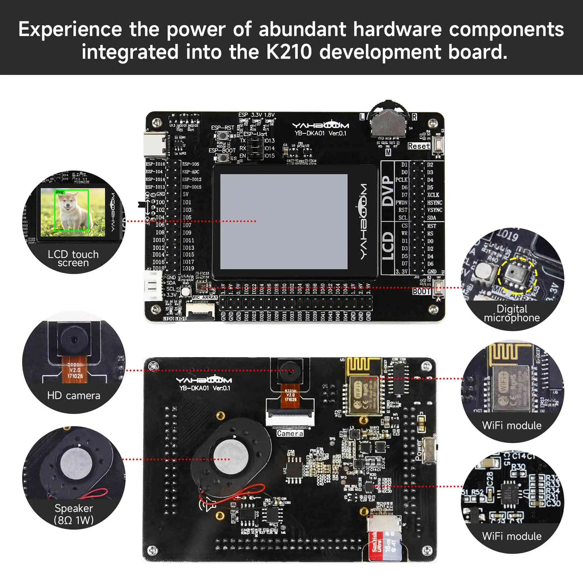 Yahboom K210 Developer Kit Support C Language MicroPython Programming for AI Visual Recognition Deep Learning Face Detection