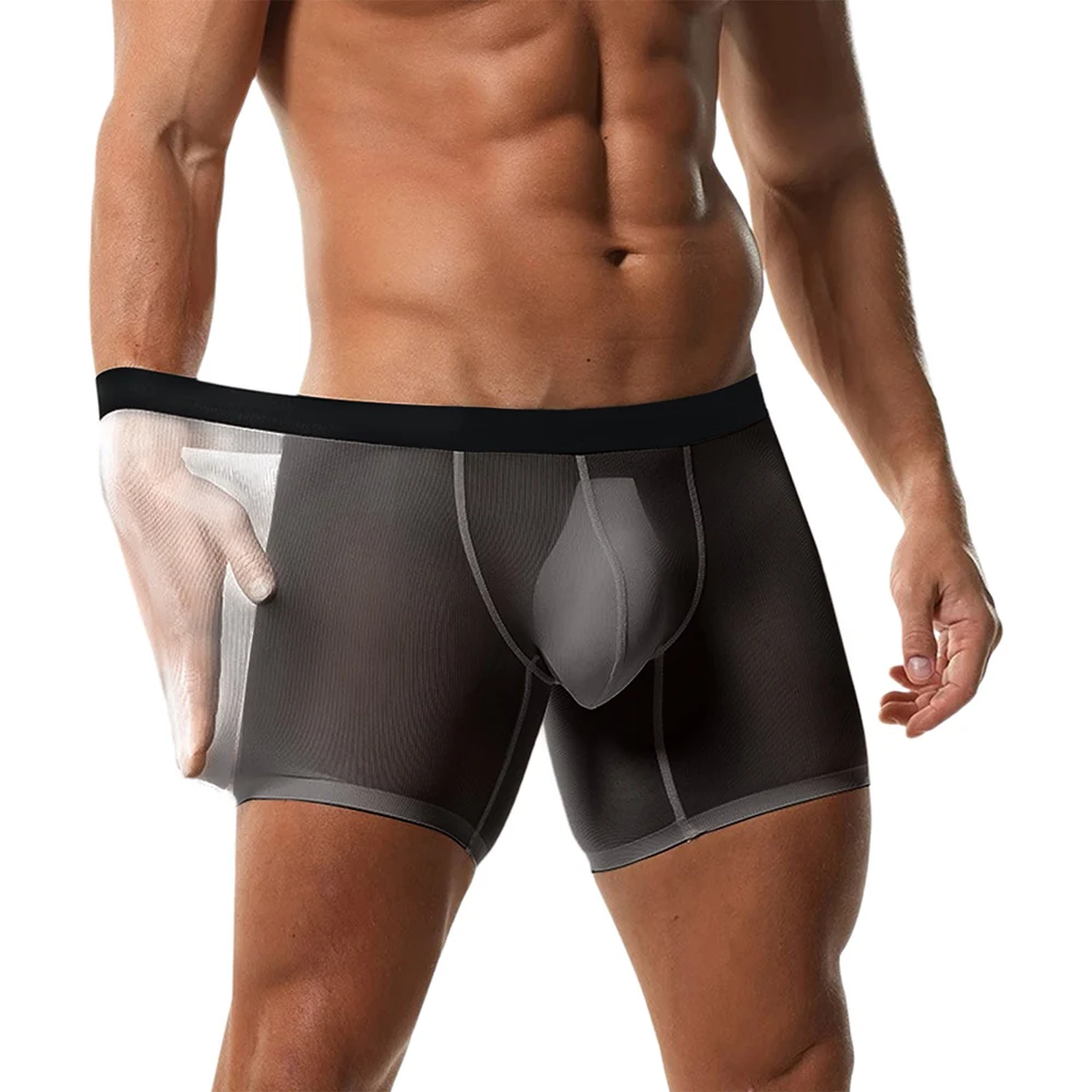 

Men Ultra-thin Ice Silk Sports Boxer Shorts Mesh Extension Underpants Trunks