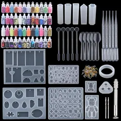 A SET Epoxy Resin Mold Kits Silicone Epoxy Mold Set Bear Casting Mold Glitter Power Set for epoxy Jewelry Making Supplies DIY