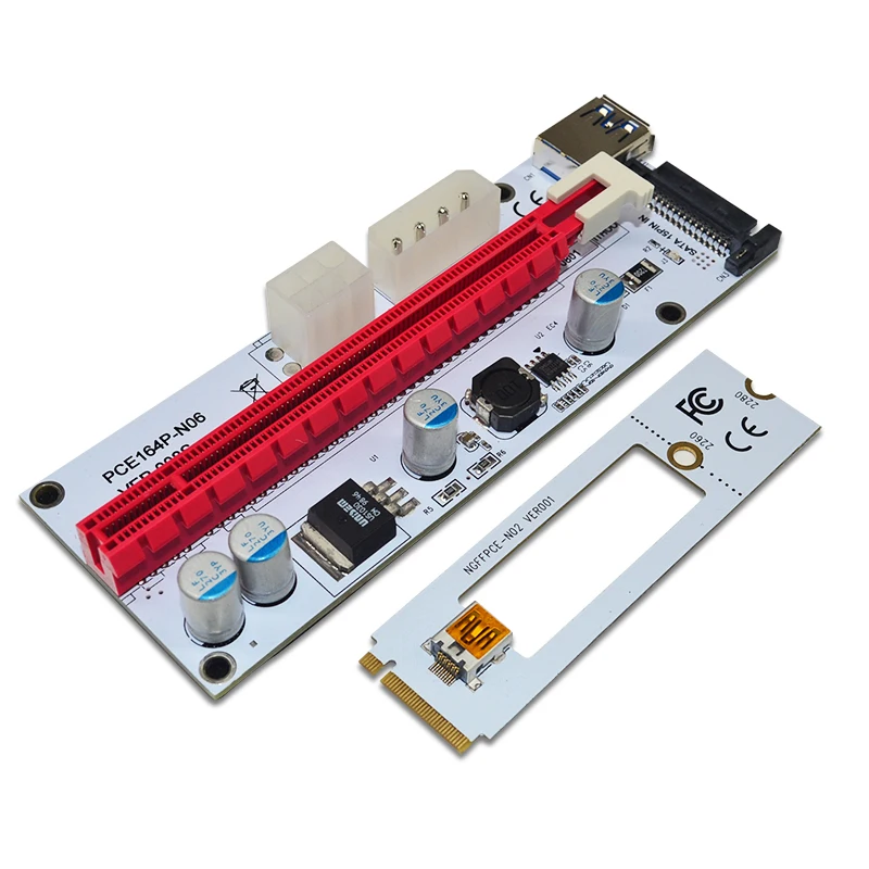 M.2 NGFF do pci-e X16 karta transferowa górnictwo m.2 Riser z sata 6pin 4pin molex karta rozszerzająca podnośnik do wydobywania bitcoinów