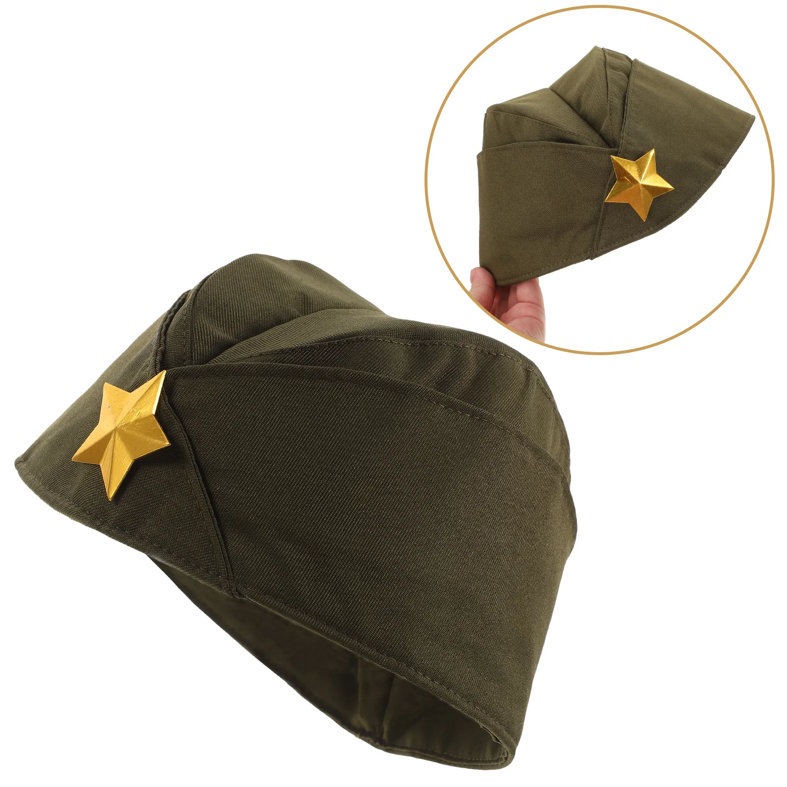 

1pc Military Green Lightweight Peaked Hat For Party Performance Square Dance Costume Berets Hat Accessory Headwear Cap