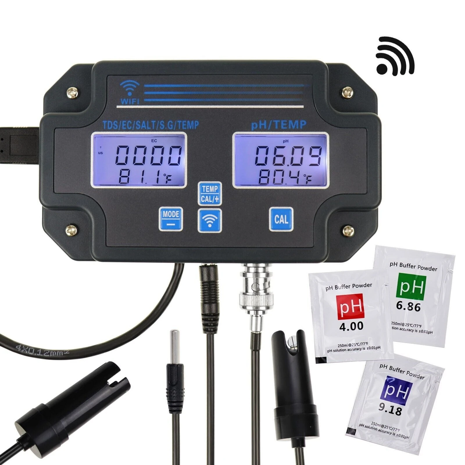 Six-in-one multi-function with WiFi online detection digital display PH/TDS temperature EC acid, base and salinity meter