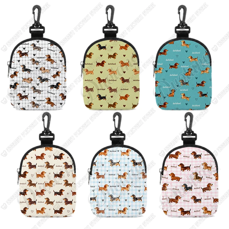 Kawaii Dachshund Dog Graphic Pattern Snack Storage Bag  Dachshund Puppy Portable Treat Pouch for Outdoor Walking Training