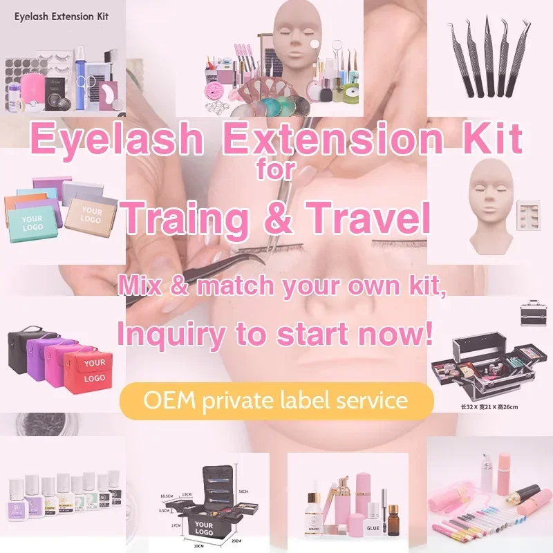 Private Label Eye Lash Extension Kit Full Set for Beginners Practice Training Kit Box Supplies Eyelash Extension Kits