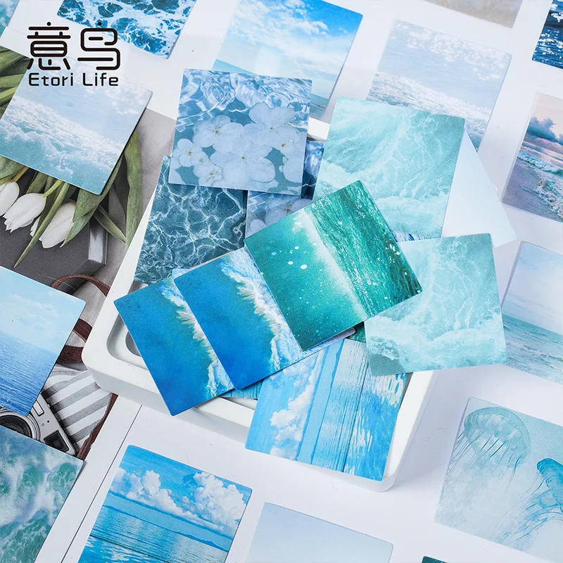 46Pcs/Box Clouds & Sea Theme Stickers Creative Elegant Minimalist Decorative Stickers DIY Journal Sealing Stickers