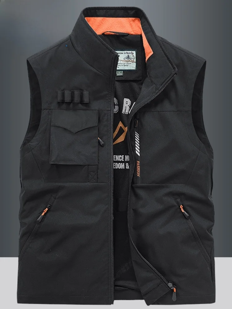 

Мужской жилет свободного кроя большого размера с воротником-стойкой, модный городской стиль, из полиэфирного волокна, универсальный, на все сезоны, Paul Dou