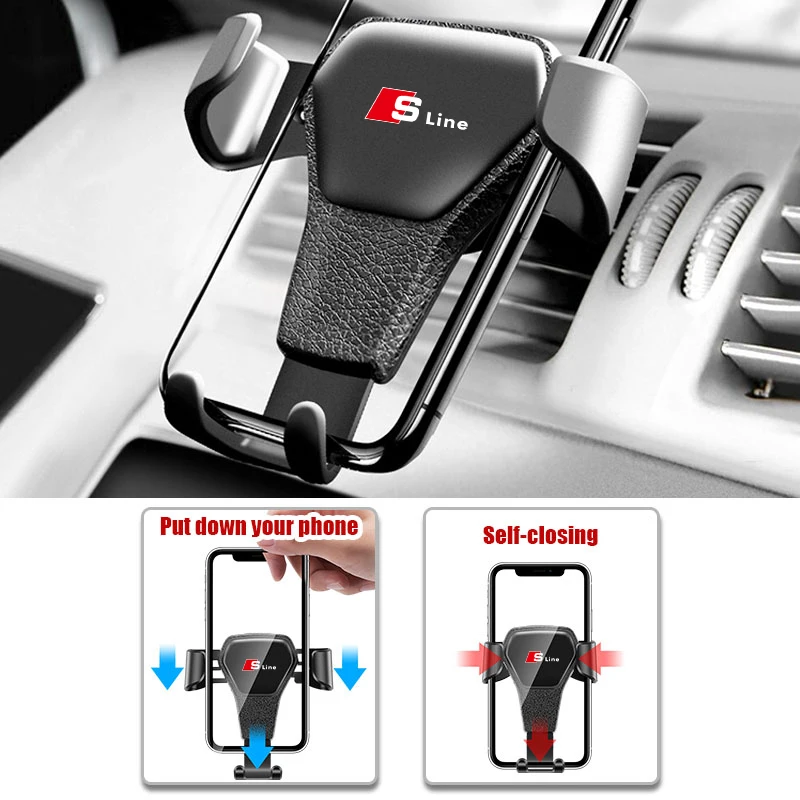 Gravity Car Phone Holder Air Vent GPS Stand Accessories For Audi Sline S6 S7 SQ5 SQ7 A3 A4 A5 A6 A7 A8L Q2 Q3 Q4 Q5 Q6 Q7 Q8 TT