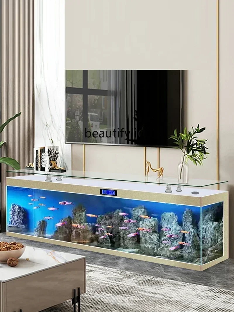 

Square Wall Living Room Home Fish Tank Fish Tank TV Cabinet Fish Tank Super White