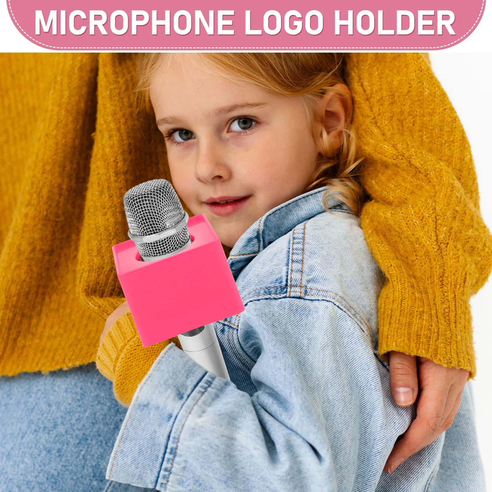 محطة شعار ميكروفون للأطفال تصميم مضاد للانزلاق صديق للأطفال لمؤتمر المقابلة شعار ميكروفون مربع بلاستيكي محمول