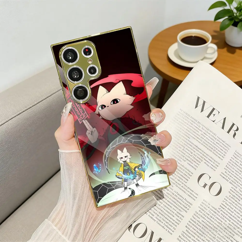 Video Game N-Nine Sols Phone Case Luxury Electroplated Metal Frame Case For Samsung Galaxy S25 S24 S23 Ultra