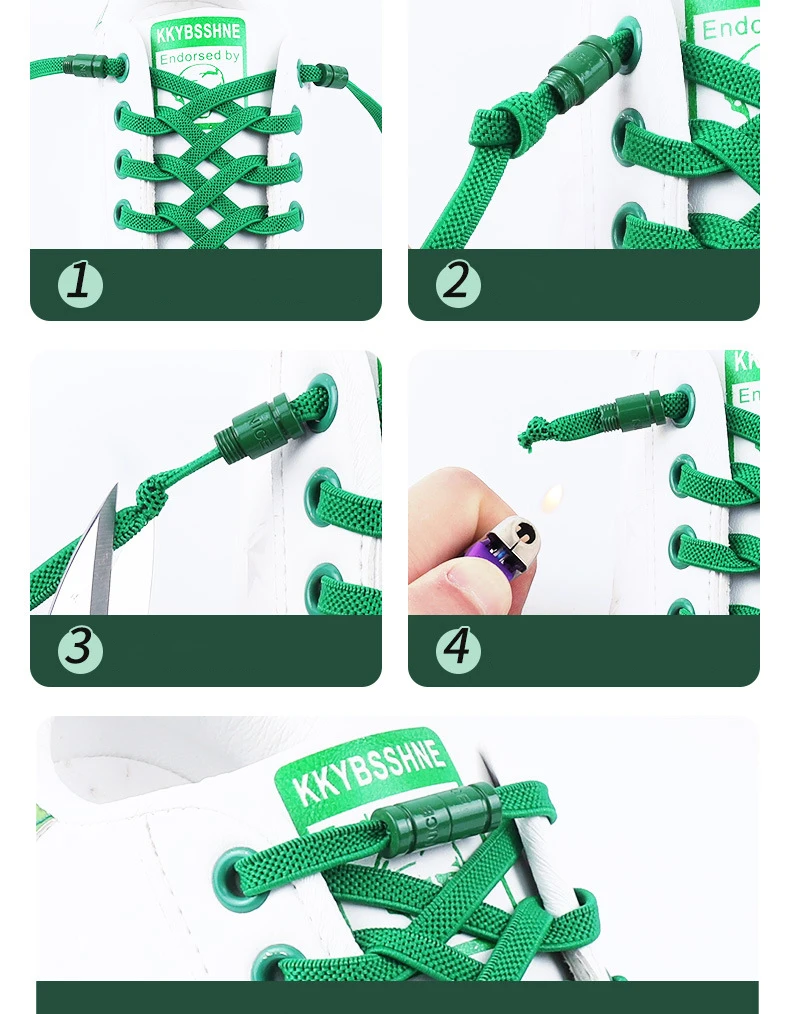 Elastische Schnürsenkel für Sneaker, Schnürsenkel ohne Binden, bunte Schnürsenkel mit Kapselverschluss, ohne Schnürsenkel, für Kinder und Erwachsene, 0,6 cm flache Schnürsenkel, 1 Paar/2 Paar. – Detail 8