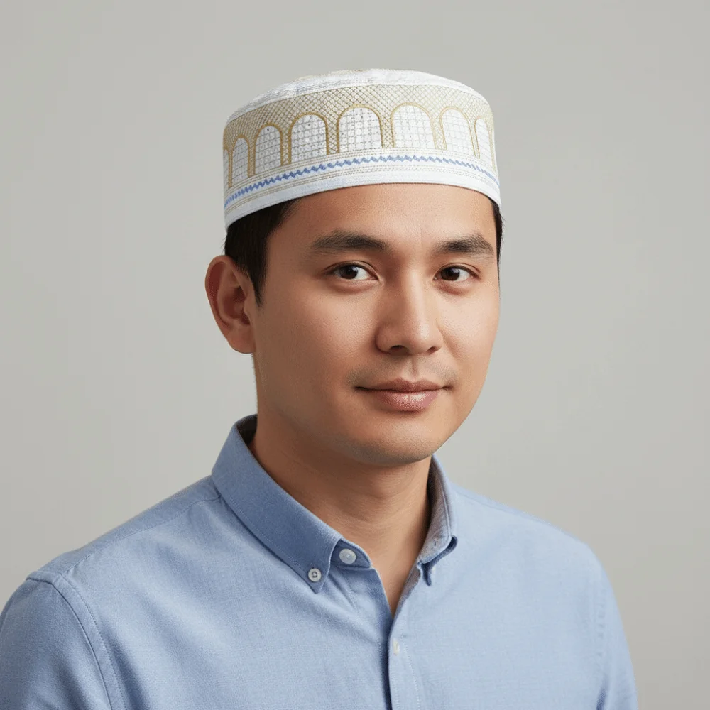 

Новая традиционная мусульманская шапка из хлопка, круглая, для намаза, в саудовском стиле, с вышивкой, исламская шапочка для молитв