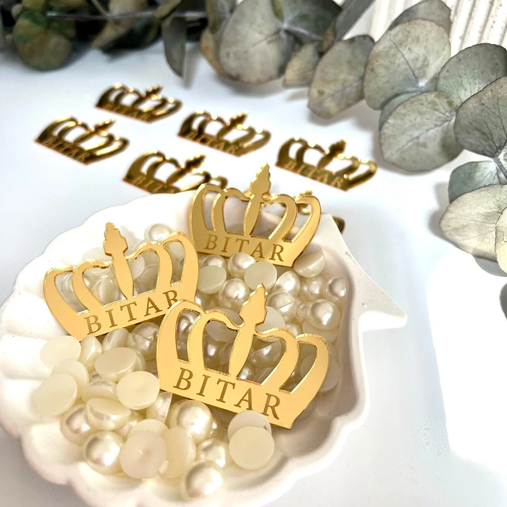 Персонализированное зеркало, акриловая корона с именем для праздников