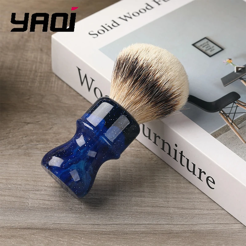 2026-yaqi-brosse-a-raser-pour-homme-manche-couleur-espace-mysterieux-24mm-nœud-de-poils-de-blaireau-silvertip-pour-le-toilettage