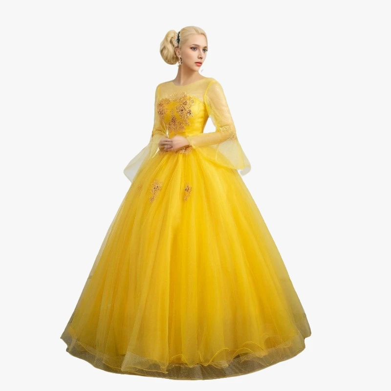 

Yellow Quinceanera Dresses Classic O-neck Ball Gown Dress Sweet Lace Applique Elegant Vestido De Debutante