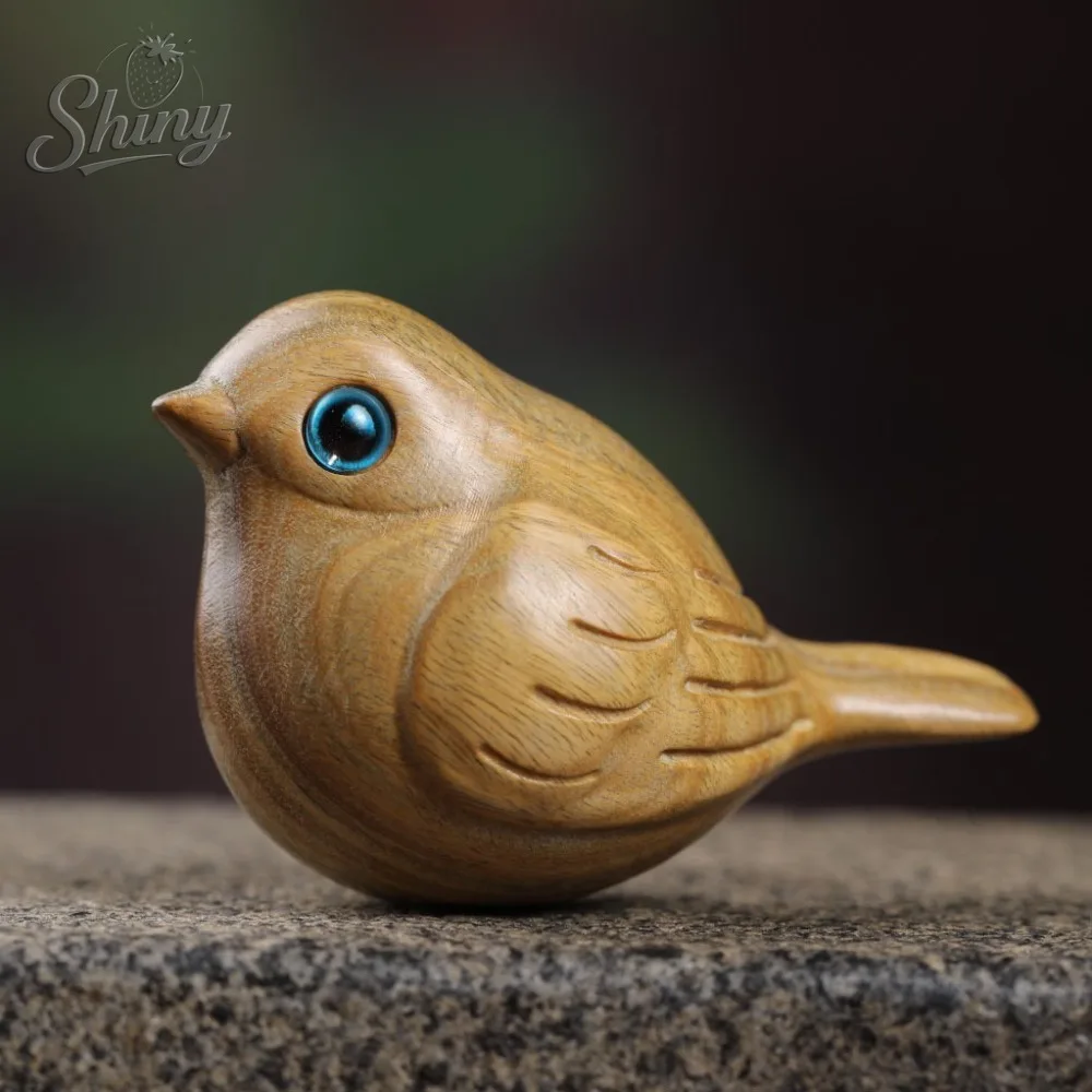 

Green Sandalwood Carving Magpie Bird Handle Pieces Creative Desktop Cute Pets Happy Home Decoration Gifts