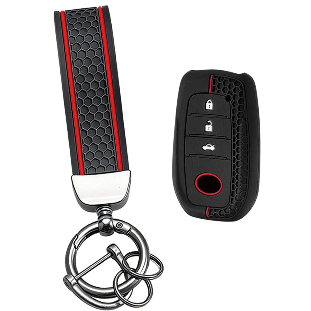Silicone Keychain Car Key Cover Fit Toyota Corolla Yaris Prius Hilux Land Cruiser LC200 LC250 LC300 Auto Key Protective Shell