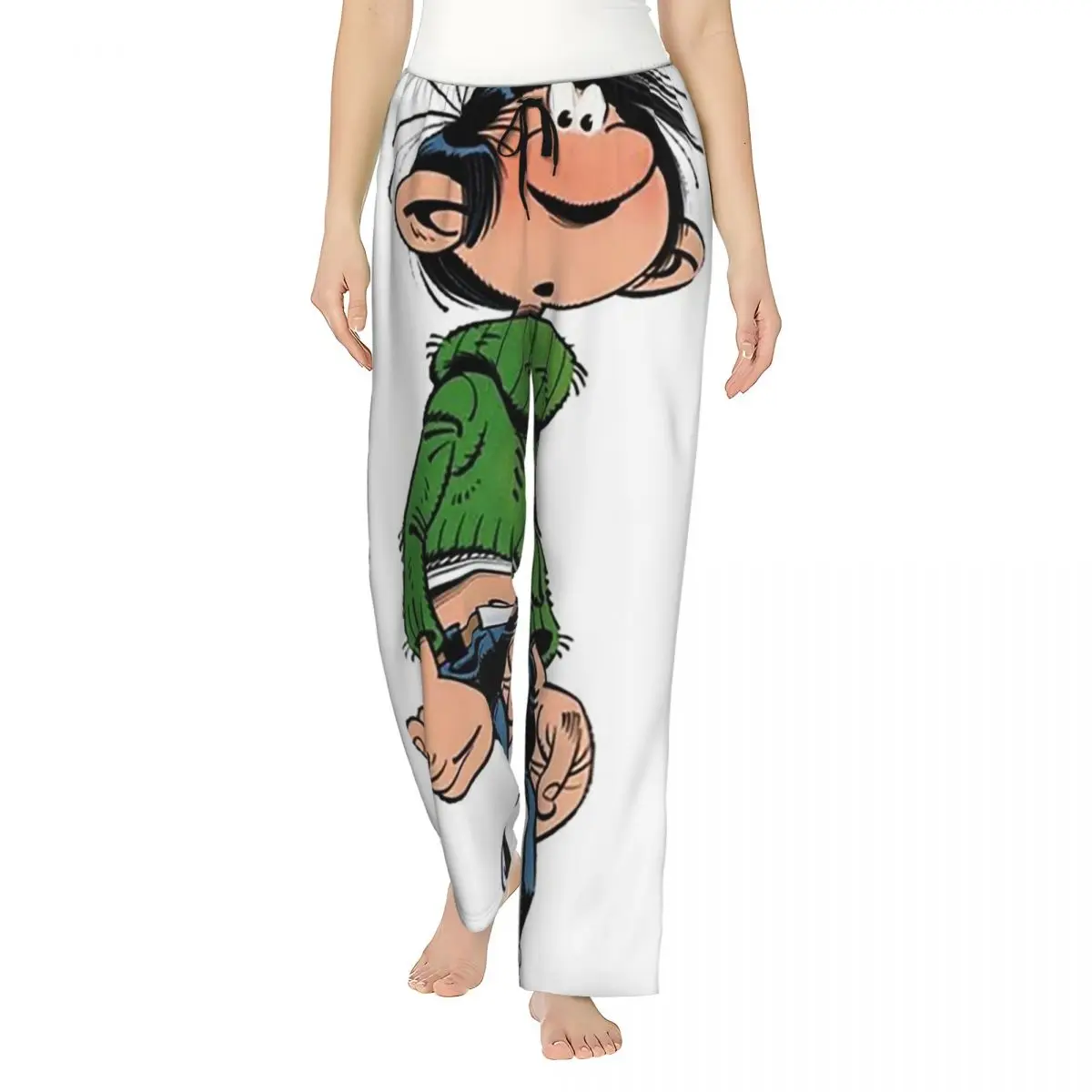 

Custom Gaston Lagaffe Women Pajama Pants Lounge Sleep Sleepwear Bottoms with Pockets