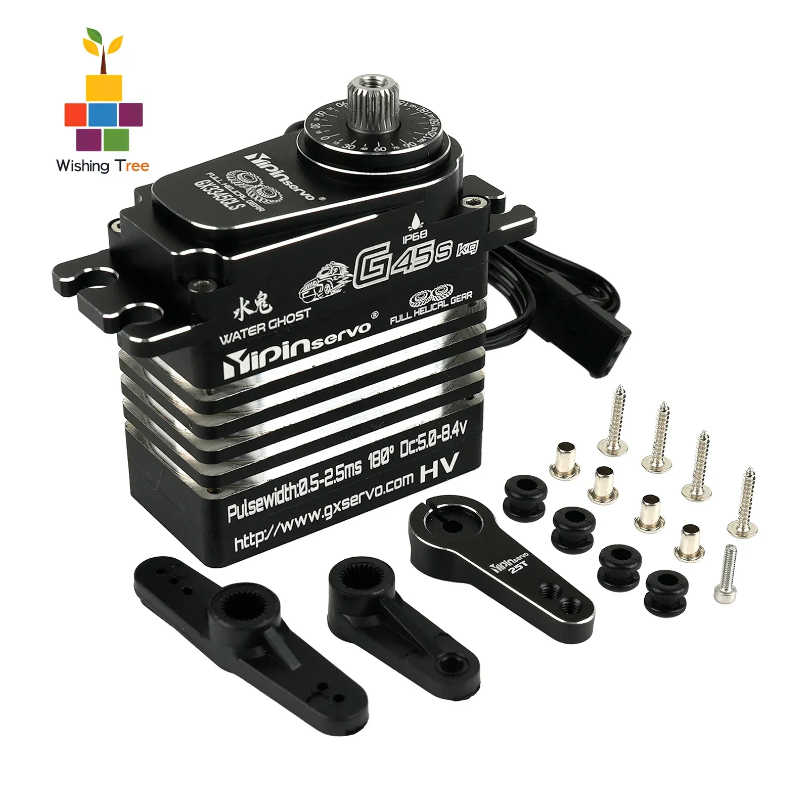 

Цифровой сервопривод с высоким крутящим моментом 45 кг, водонепроницаемый бесщеточный двигатель, регулировка 180/270/360 градусов, подходит для радиоуправляемых автомобилей, моделей роботов