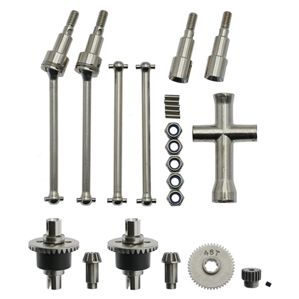 Diferencial de metal e Drive Shaft Set, Brushless RC Car Upgrades Peças, SCY 16101, 16102, 16103, 16201 Pro, 1/16