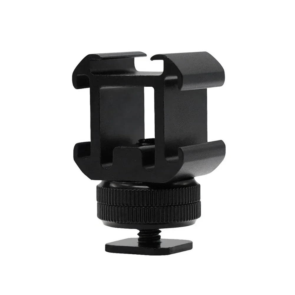 ใหม่ Triple Hot Shoe Mount Adapter สกรูคู่ขาตั้งยึดสําหรับกล้อง DSLR สําหรับ LED วิดีโอไมโครโฟน Monitor Flash Light