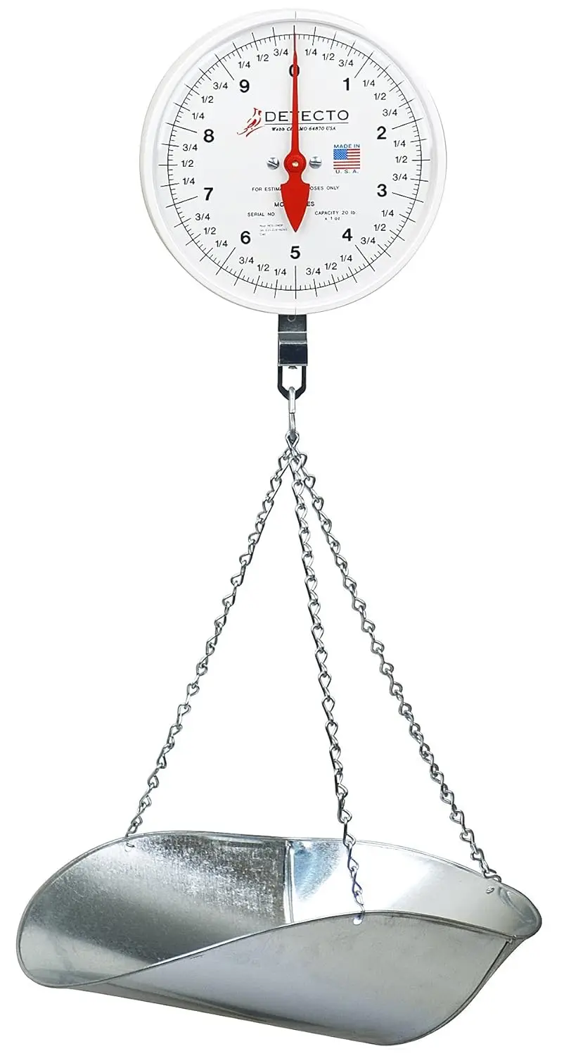 MCS-20P Hanging Dial Scale, 20 lb. Capacity, Scoop