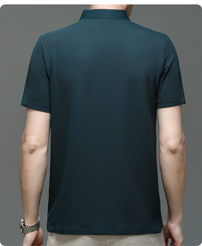 Sommer Neue männer Lop-up Hohl kurzarm Polo-Shirt Eis Seide Marke Kleidung Atmungsaktive Business-Mode T-Shirt männlichen Bis 6XL – Detail 32