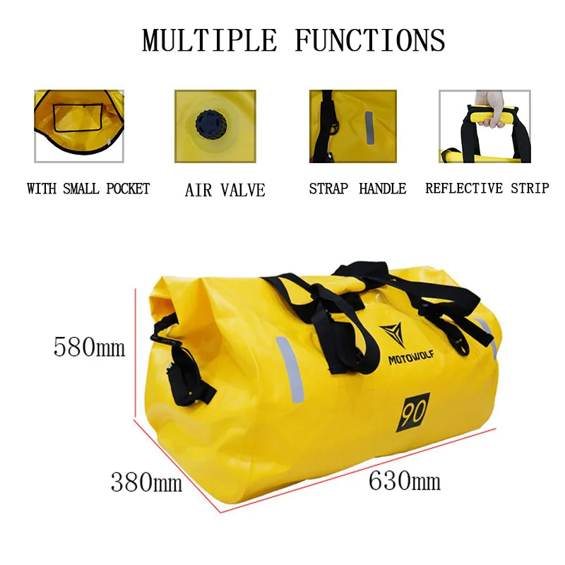 Motorcycle Bag Waterproof MTB Bike Trunk Bag Rear Travel Luggage Carrier Portable Saddle Seat Cycling Acessoriy 40L/66L/80L/90L