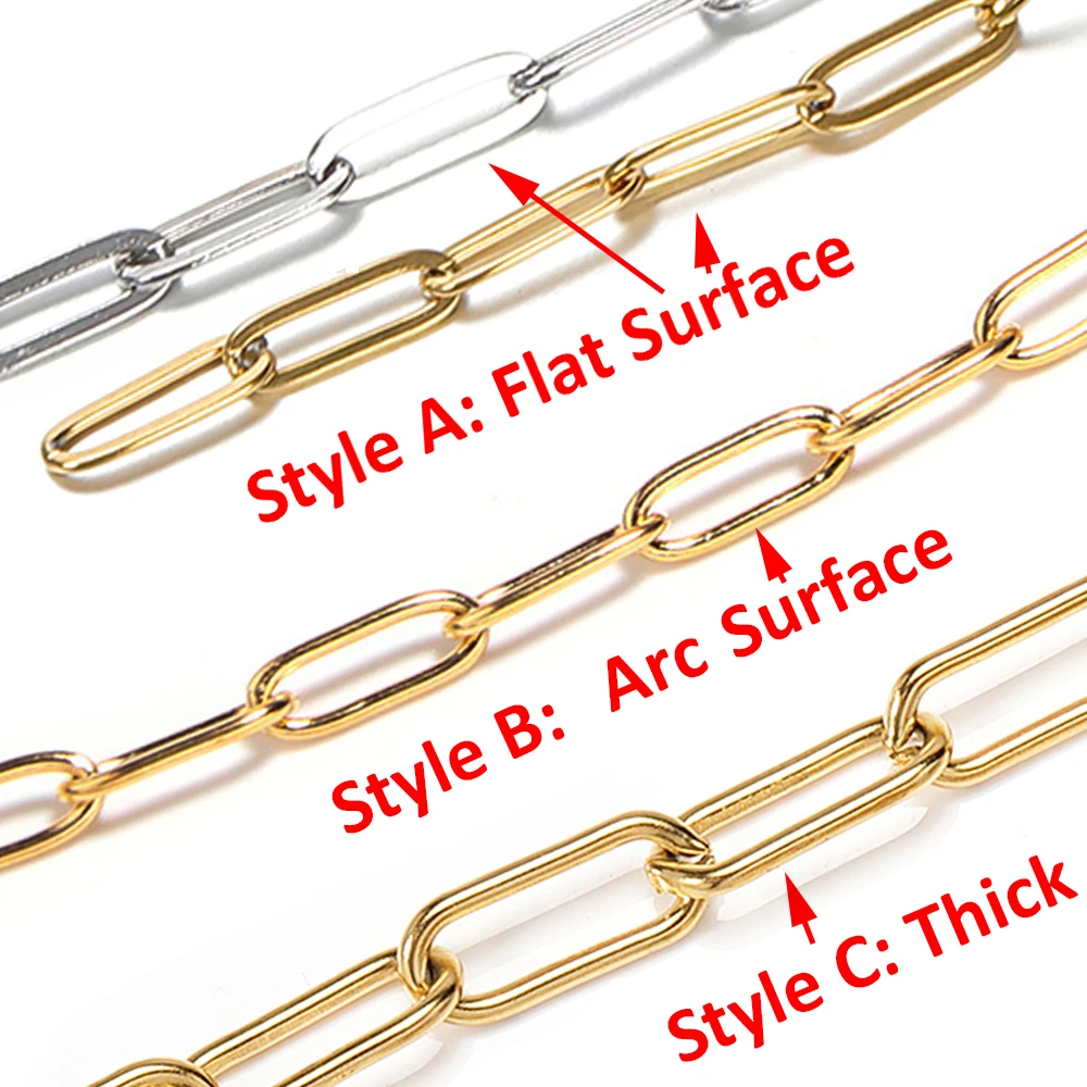 No Fade 1meter 4mm Stainless Steel Chain Cable Gold Chains for Necklace Bracelet Anklet Jewelry Making Components Wholesale DIY