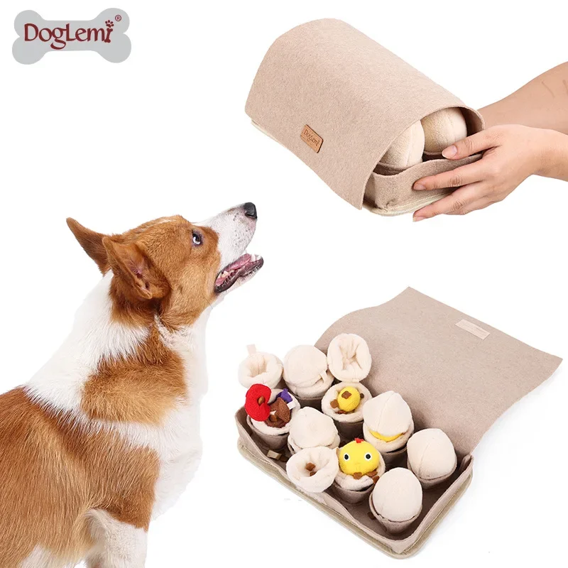 

DOGLEMI Dog Snuffle Egg Box Pet Nosework Training Food Dispenser Dog Smell Treat Toy Encourage Pet Foraging Skills for Dog Puppy