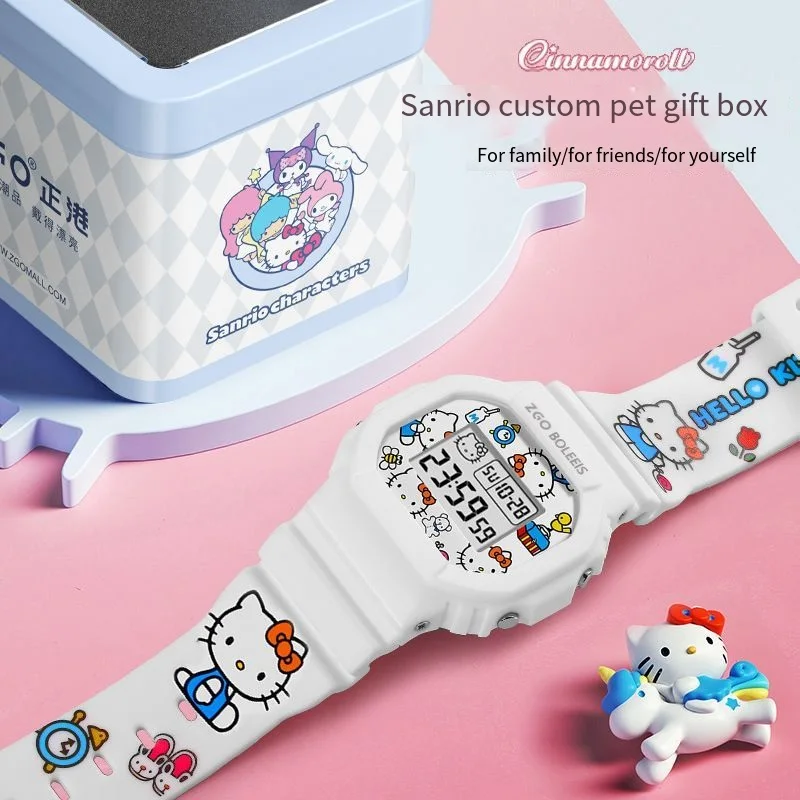 Sanurgente-Hello Kitty Anime Figure Student Watch, Montre numérique pour filles, Kawaii Good Looks Gift for Friends, Quartz Fashion 3D 24