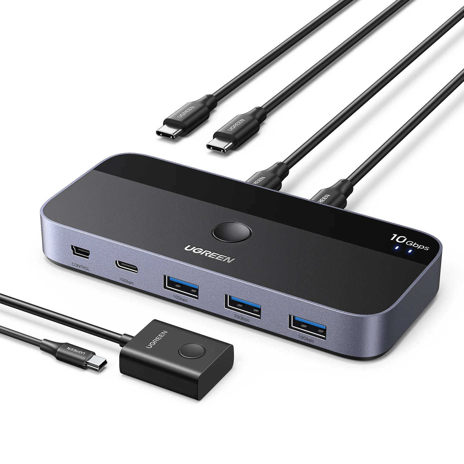 UGREEN Przełącznik USB C 10 Gb/s Przełącznik USB C 3.2 do klawiatury, myszy, drukarki i skanera PC 2 komputery współdzielenia 4 urządzenia Przełącznik USB — zdjęcie 2