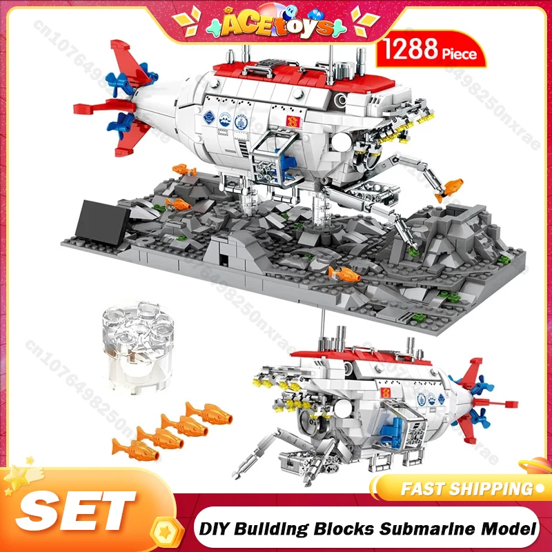 

1288stk Puzzles DIY Building Blocks Submarine Research Submarine World Jiaolong Model Diving Kits for Best Gifts Brain Teaser