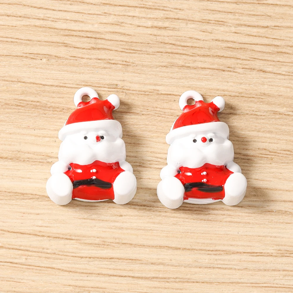 Tusember 5 Stück Emaille-Weihnachtsanhänger mit Weihnachtsmann, Schneeflocke und Schneemann für Weihnachtshalsketten, Ohrringe, Armbänder und Bastelarbeiten – Detail 14