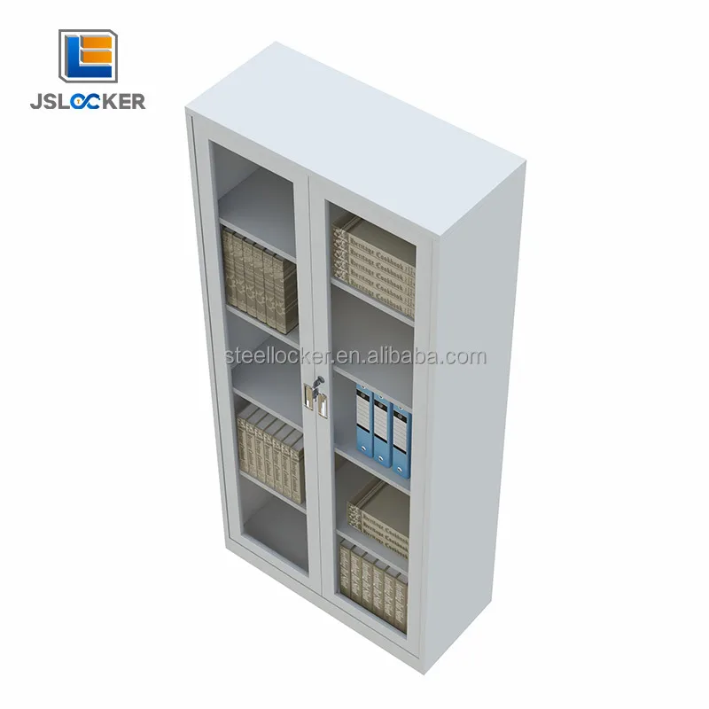 현대식 파일 캐비닛 유리 도어 철제 파일 캐비닛 금속 사무실 파일 보관함