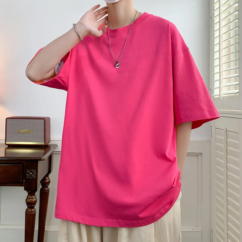 

Retro American Red T-irt 320g Heavyweight Combed Cotton ort Sve Summer Men's Rigorous Couples 7 Seven Sve