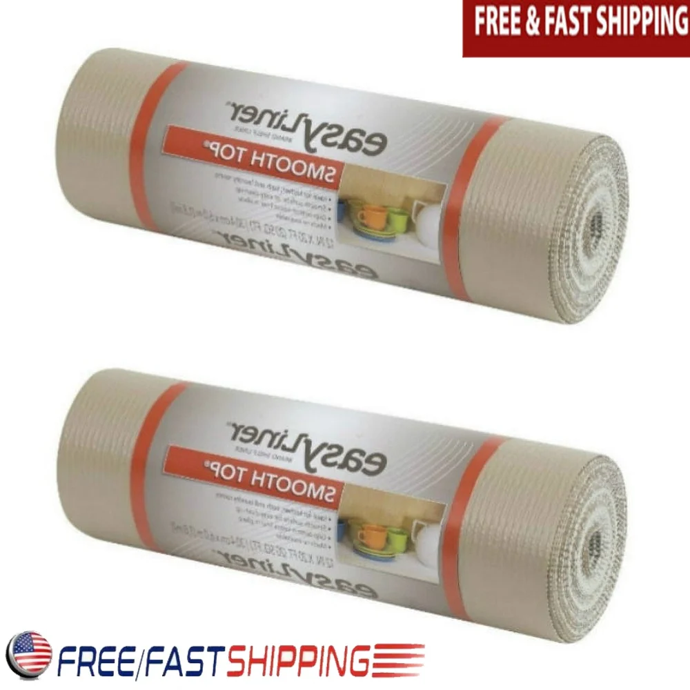 

Гладкий верх, легкий неклейкий вкладыш для полки, 12 дюймов x 20 футов, легко очищаемая поверхность, кухонная ванна, стирка, 2 шт.