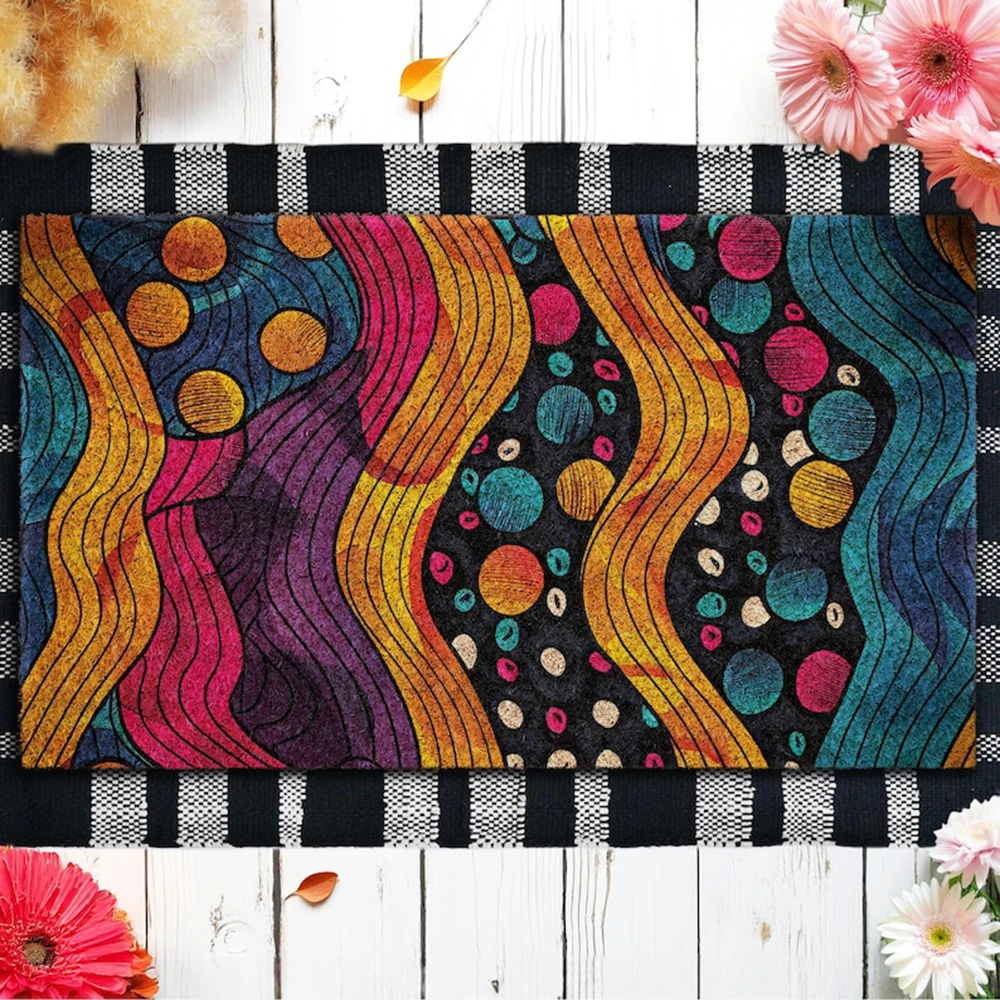 

Colorful African Pattern Doormat Retro Geometric Door Mat Boho Coir Mat For Front Door Home Decor Entrance Durable Non Slip Rug