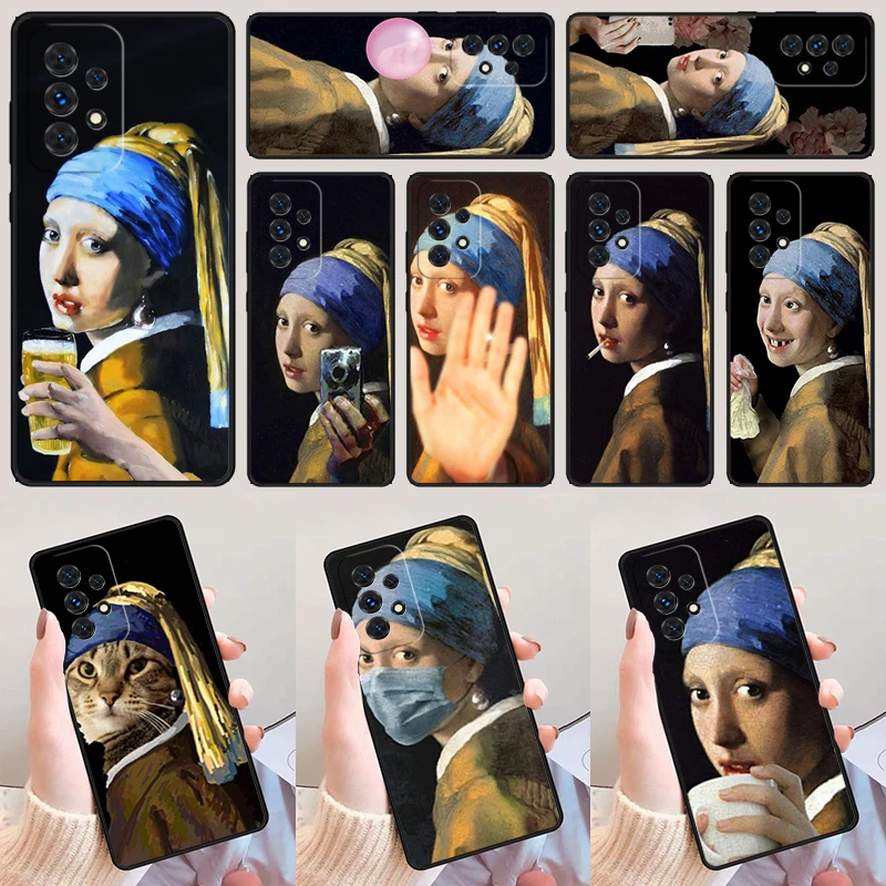 Girl With A Pearl Earring For Samsung Galaxy A52 A72 A73 A20e A21S A50 A70 A11 A12 A42 A31 A40 A51 A71 A32 A80 A91 Phone Case