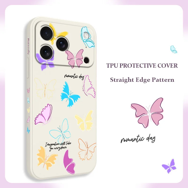 

Neon Butterfly Phone Case For iPhone 17 Air 16 16e 15 14 13 Pro Max Plus Mini Liquid Silicone Soft Cover