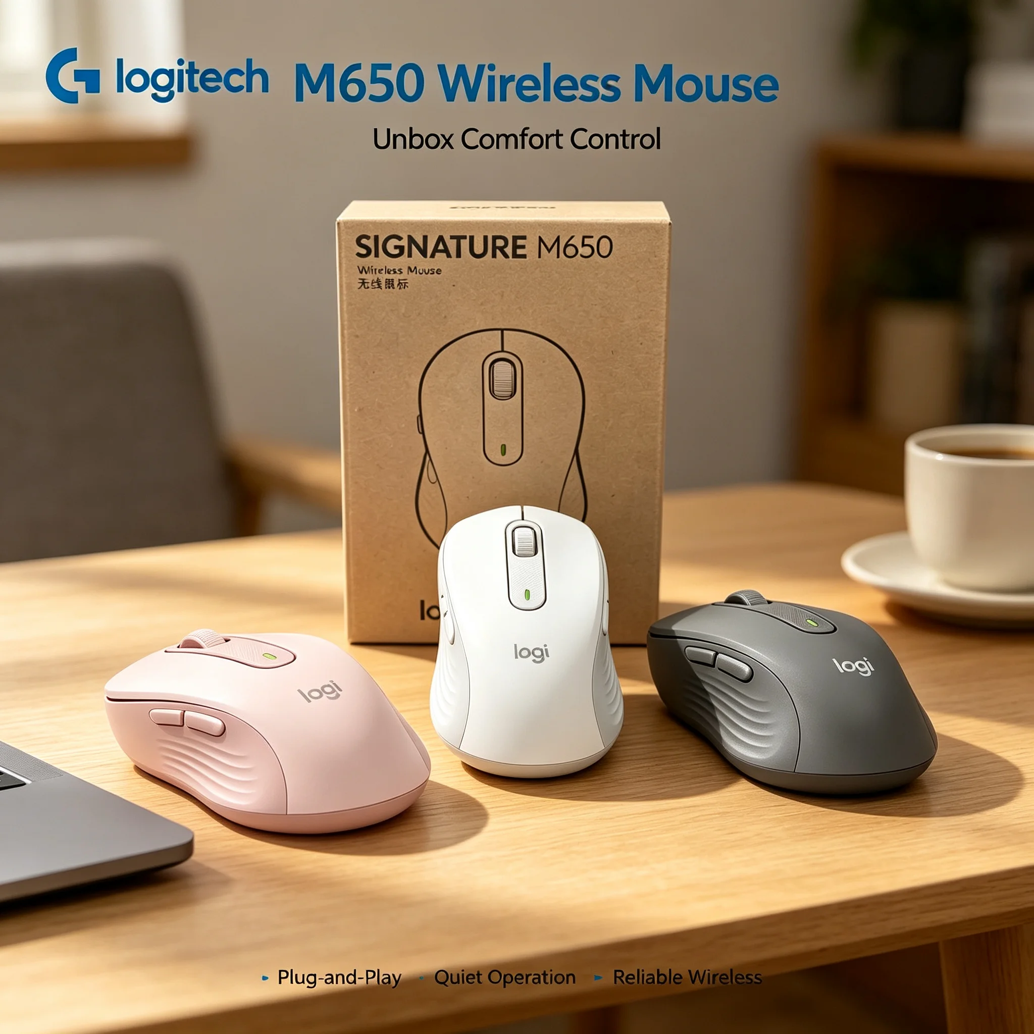 Genuine Logitech Signature M650 Dual Connectivity Mouse 2.4G Receiver Bluetooth For Daily Office