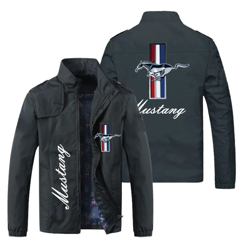 Spring and Autumn European and American new outer wear stand collar Ford Mustang logo jacket casual youth zipper sports jacket